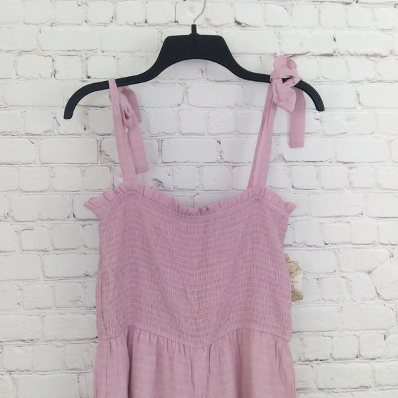 Altar'd State Jumpsuit Womens Medium Purple Shirred Tie Straps Shorts Under - Picture 2 of 7